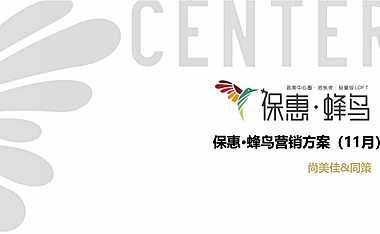 保惠蜂鸟LOFT11月营销执行方案【pdf】