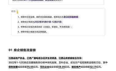 2022年1-12月南昌房企销售与项目销售排行—云房【pdf】