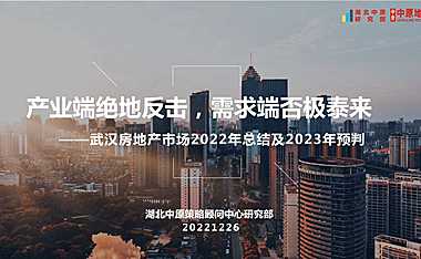 20221226湖北中原研究部：产业端绝地反击，需求端有望改善——2022武汉房地产总结及2023市场预测报告【pdf】