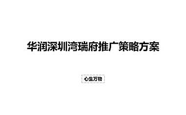 深圳心生万物-2020华润深圳湾瑞府推广策略方案（中标）
