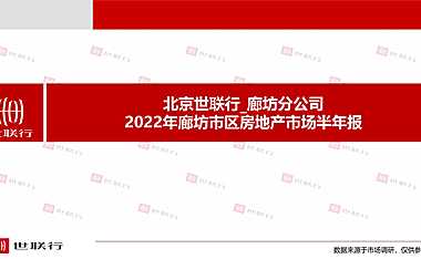 2022年廊坊市区房地产市场半年报【pdf】