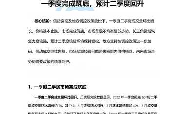 【二手市场】贝壳研究院2022年一季度市场报告