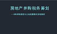 房地产并购税务筹划九种并购路径与土地拓展模式涉税解析【pptx】