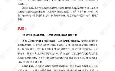 克而瑞2022上半年总结与展望_土地投资篇（完整版）【pdf】
